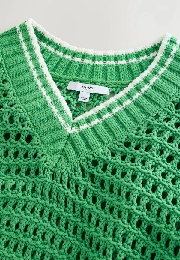 Джемпер с v-образным вырезом стандартного кроя Next, Bright Green Tipped — фото 3
