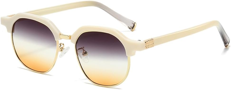 

Солнцезащитные очки в полуободковой оправе для мужчин, овальные солнцезащитные очки для женщин, винтажные очки, женские очки с защитой от УФ-излучения UV400 HCPIHF, Beige Gray Tea