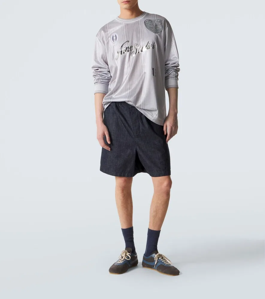 Футболка с полосатым логотипом Acne Studios, серый — фото 2