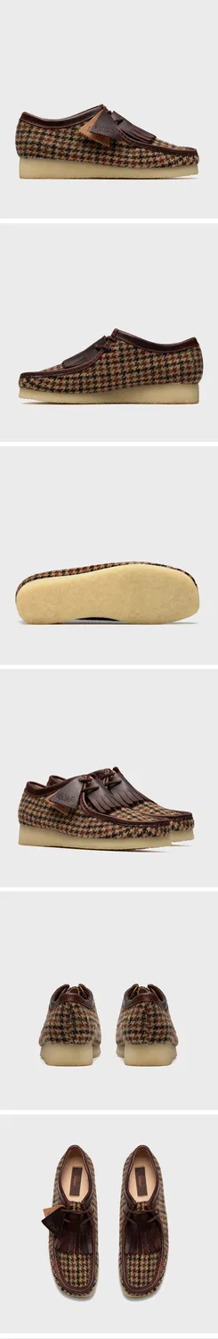 Мужские мокасины Wallabee из твида Harris коричневые от Clarks Originals — фото 2