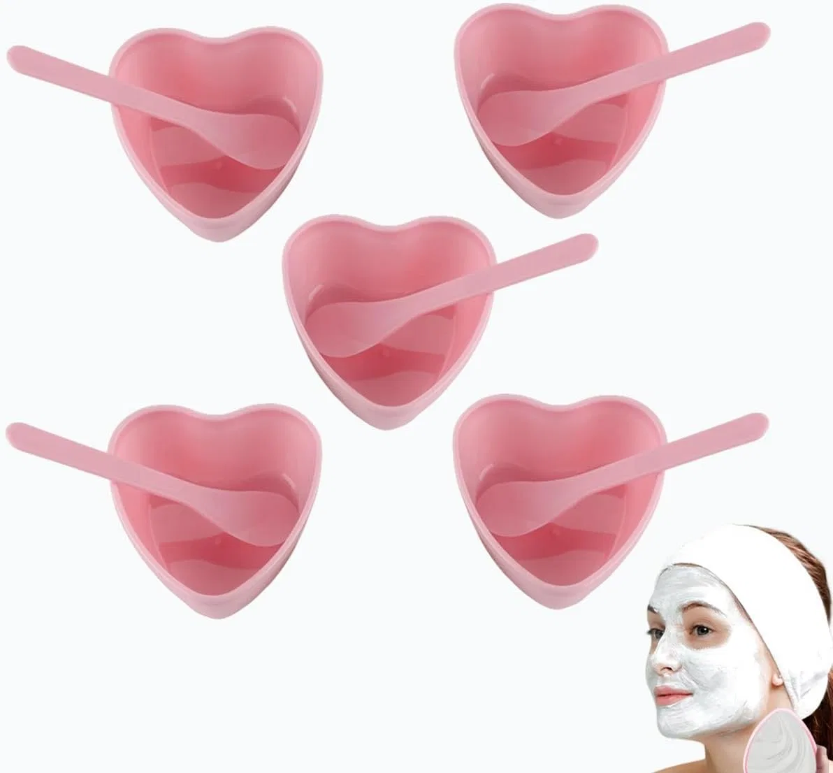 Набор для смешивания масок Heart Shape 5 шт Rowcay розовый