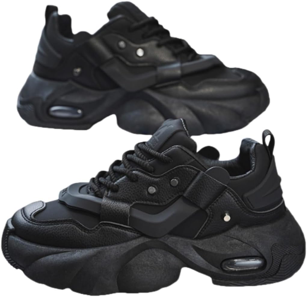 

Мужские высокие кроссовки: прочная подошва, шнуровка, повседневная обувь для улицы и ежедневного ношения, на все сезоны Generic, черный