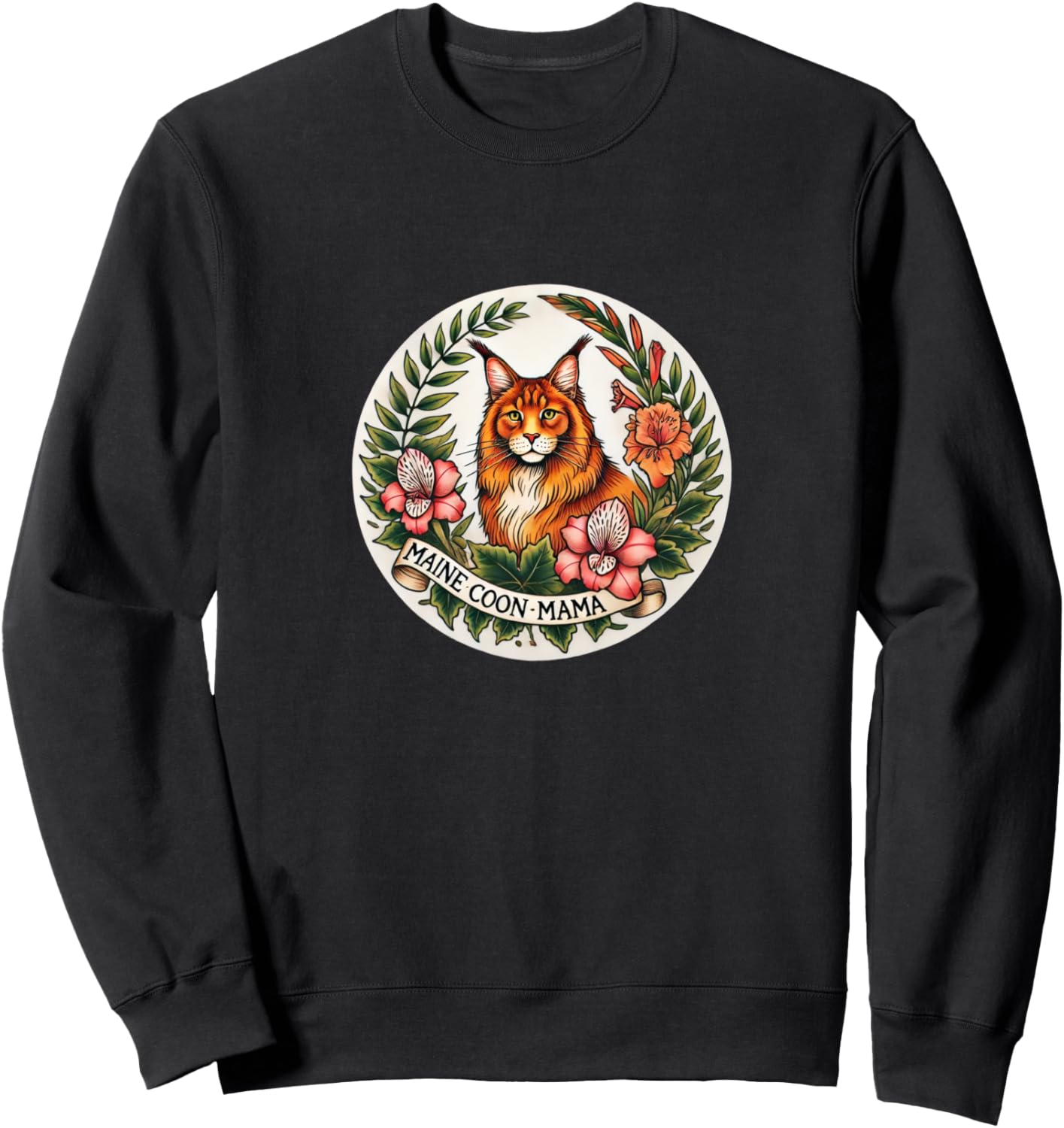 

Толстовка с изображением мейн-куна и кошки породы мейн-кун, черная Maine Cooncat Snugg