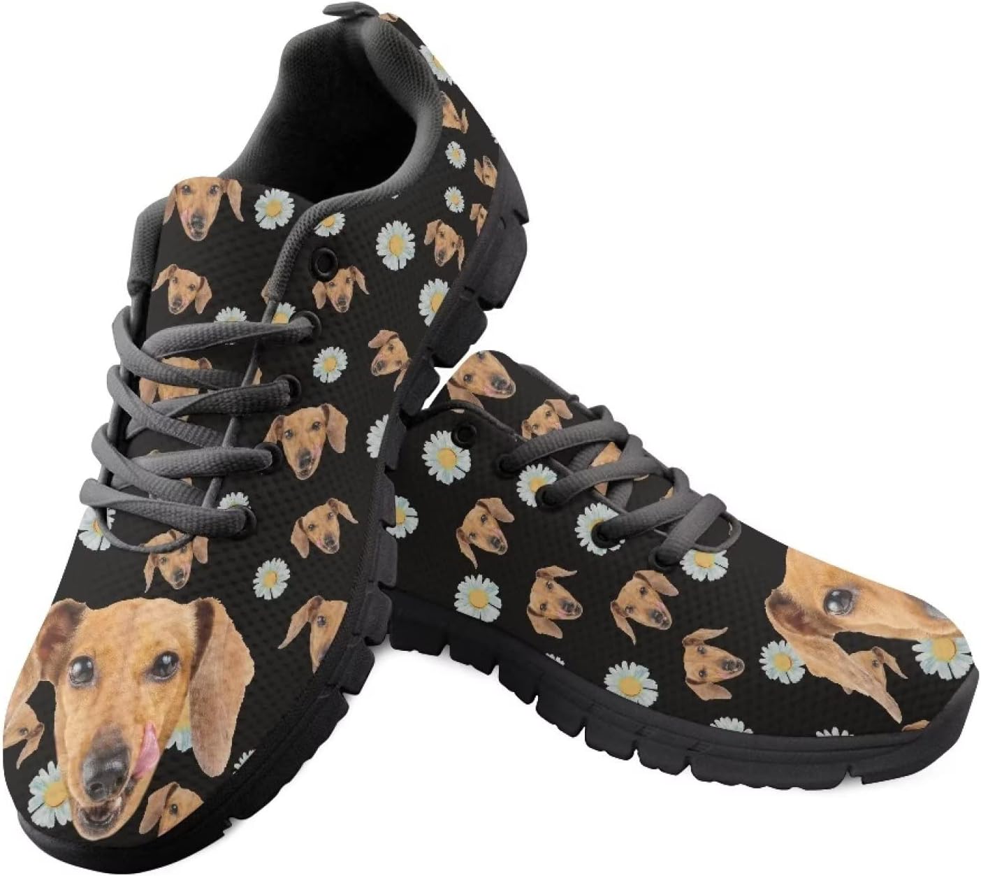 

Женские/мужские теннисные кроссовки Yzaoxia для улицы, походов, тренировок в зале и прогулок, противоскользящие, удобные спортивные shoes, размеры 5-11, Daisy Dachshund