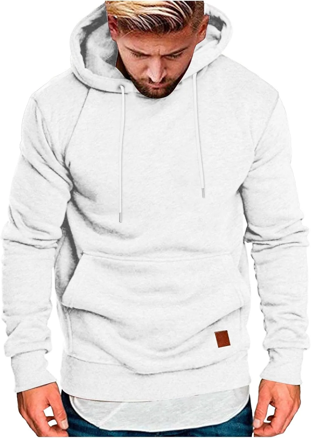 Толстовка с капюшоном для мужчин, Casual, однотонная