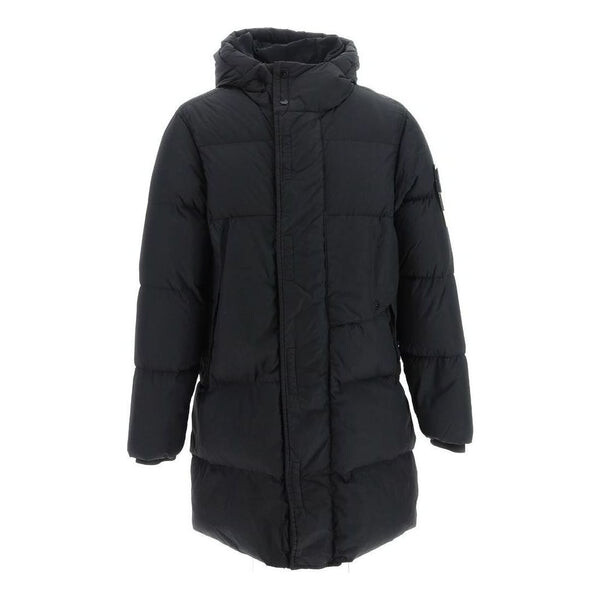 

Куртка crinkle reps hooded down long jacket 'black' Stone Island, черный