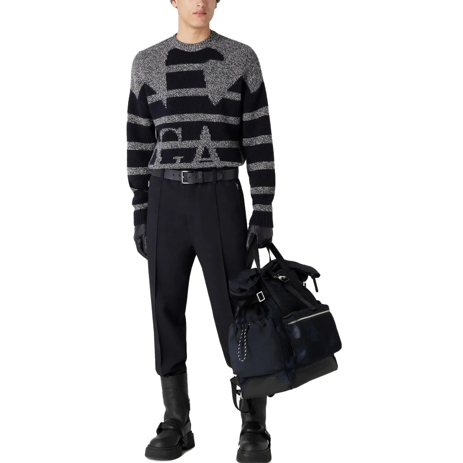 Брюки повседневные мужские Navy moderate straight fit EMPORIO ARMANI, Marine Blue — фото 3