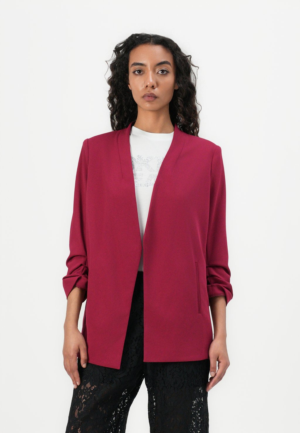 

Блейзер FOUNDATION OPEN FRONT JACKET POCKETS DKNY, темно-красный