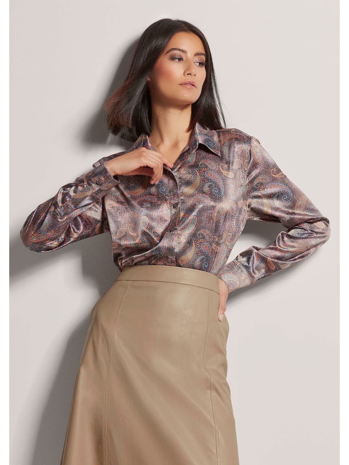 

MADELEINE Атласная блузка с манжетами на пуговицах, бежевого/многоцветного оттенка