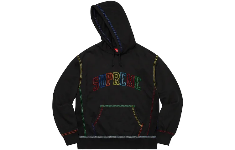Толстовка с капюшоном и крупной строчкой Supreme, экрю — фото 4