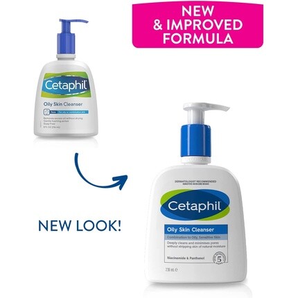 Гель для умывания Cetaphil — Oily Skin Cleanser Пенящийся гель с низким содержанием пены и ниацинамидом — новая версия, 236 мл — фото 2