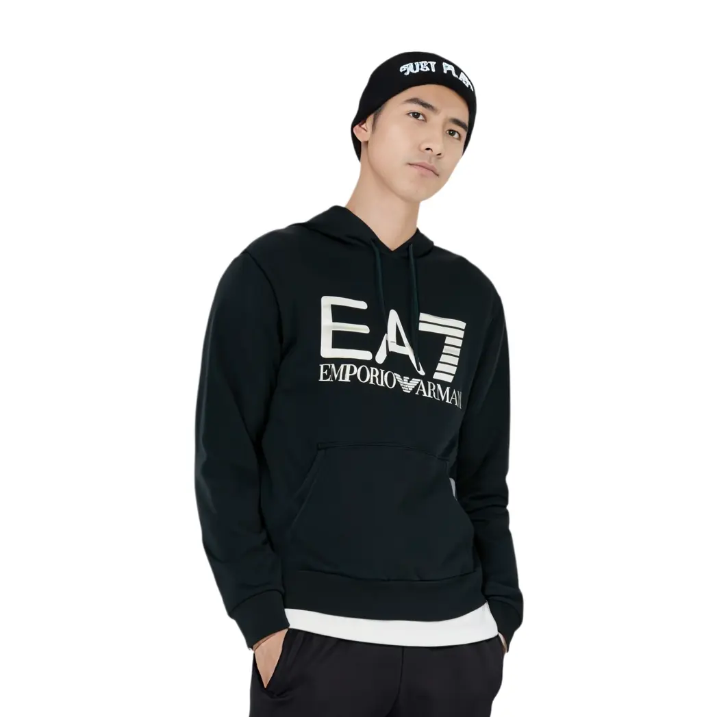 Толстовка Cotton с принтом Ea7 Logo EMPORIO ARMANI, темно-синий — фото 4