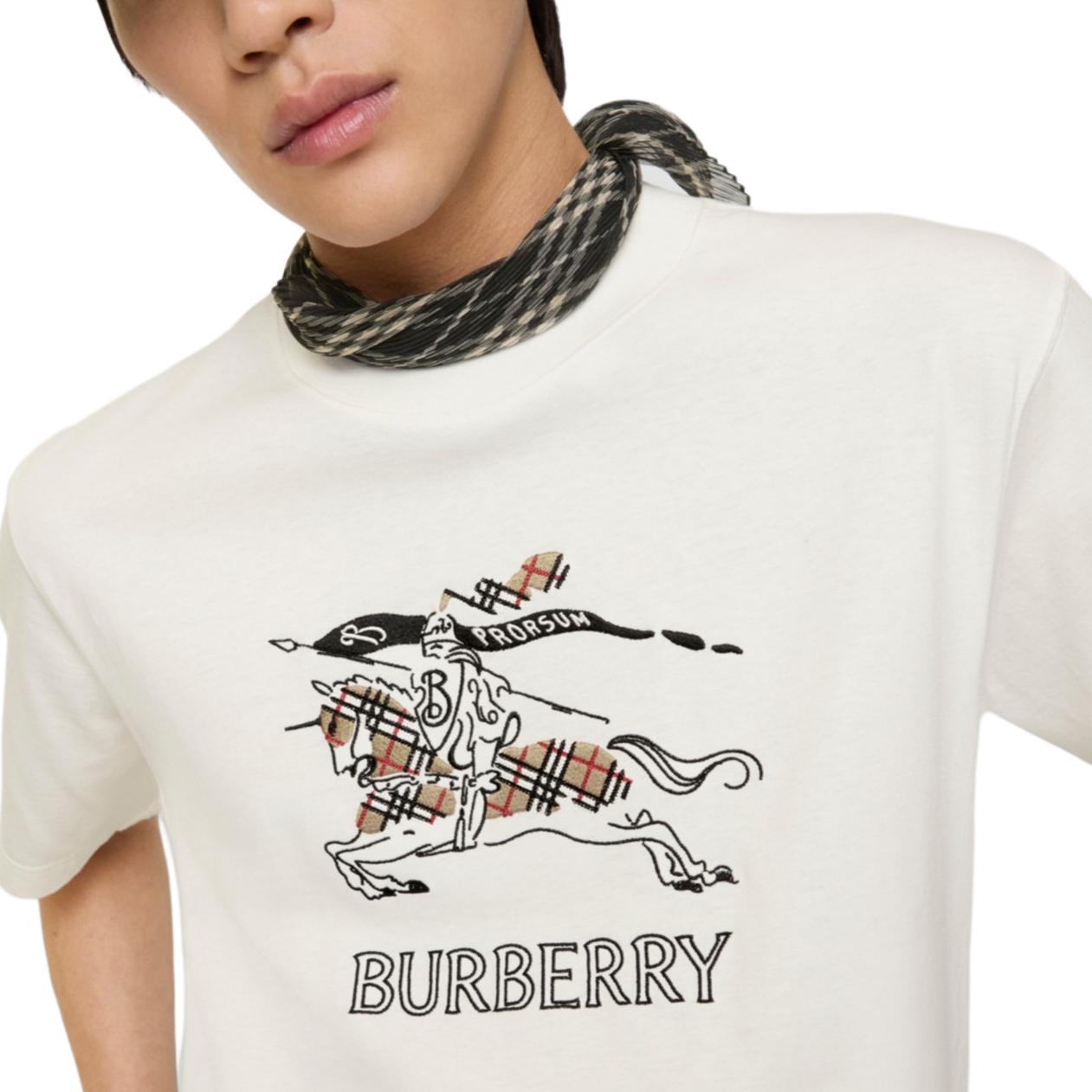 Футболка Burberry с логотипом в виде конного скетча, chalk белый — фото 4