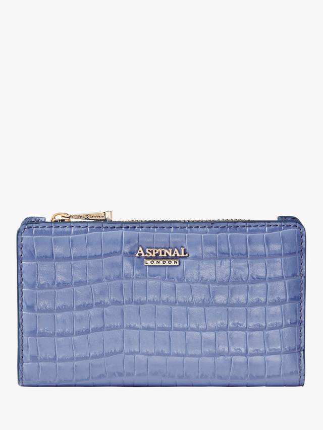 

Кошелёк для монет и карт Mayfair из искусственной кожи крокодила с лаковым покрытием Aspinal of London, Capri Blue