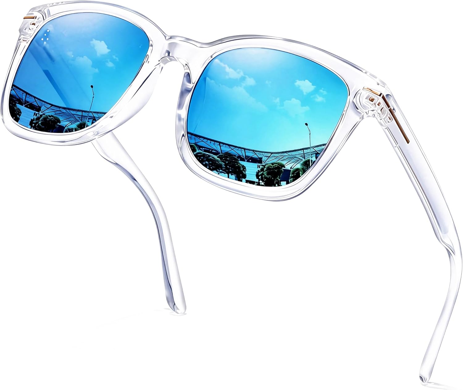 

Поляризованные солнцезащитные очки SIPHEW для женщин/мужчин | Солнцезащитные очки с крупной оправой и защитой от УФ-излучения UV400 | Большие квадратные зеркальные линзы S-образной формы, A04-clear Frame Blue Mirrored Lens