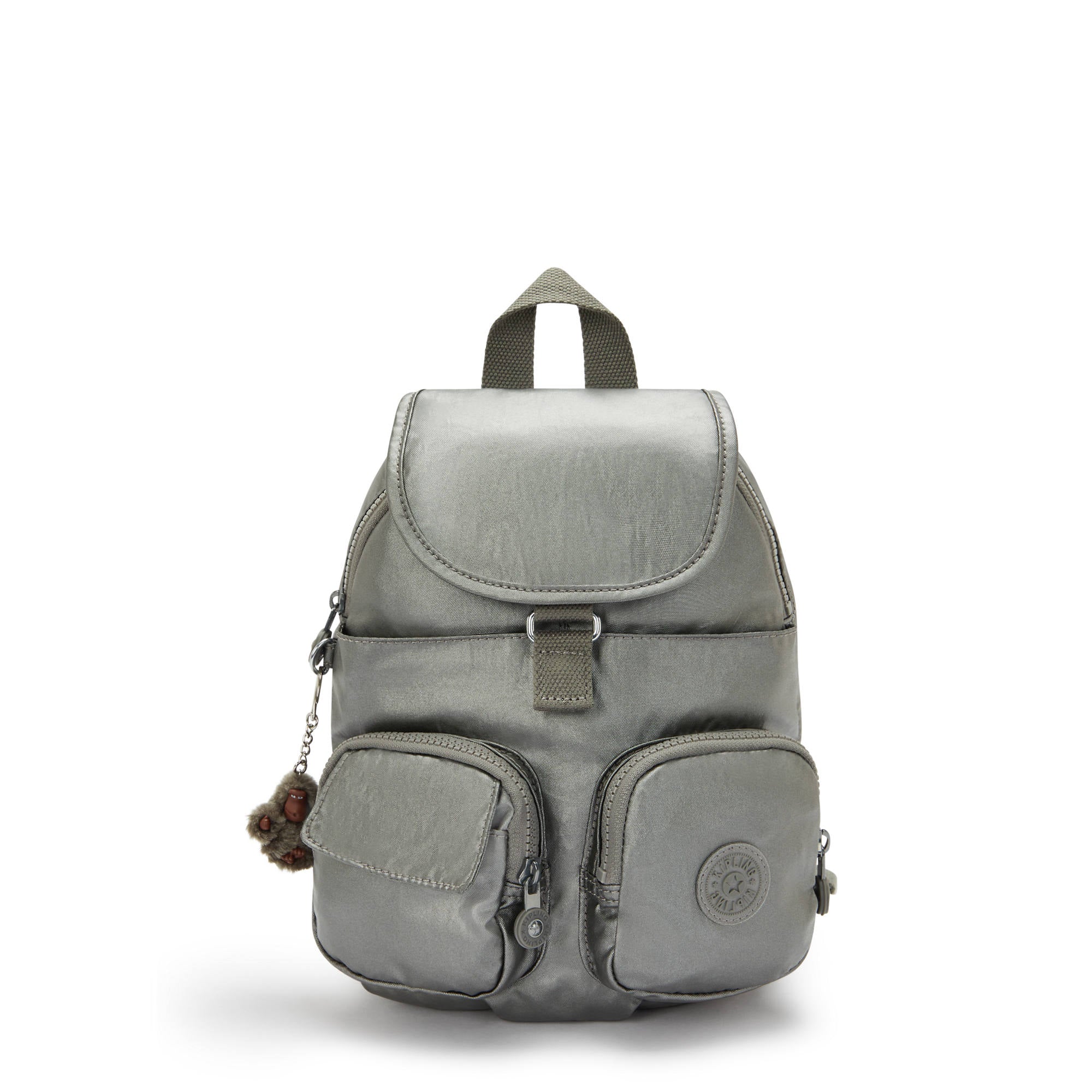 

Маленький металлический рюкзак Kipling Lovebug, цвет moon grey metallic