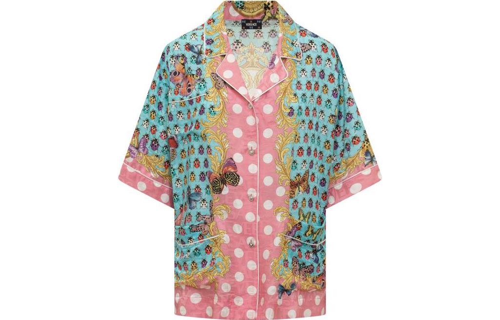 

Футболка из смесового шелка с бабочками VERSACE, разноцветная