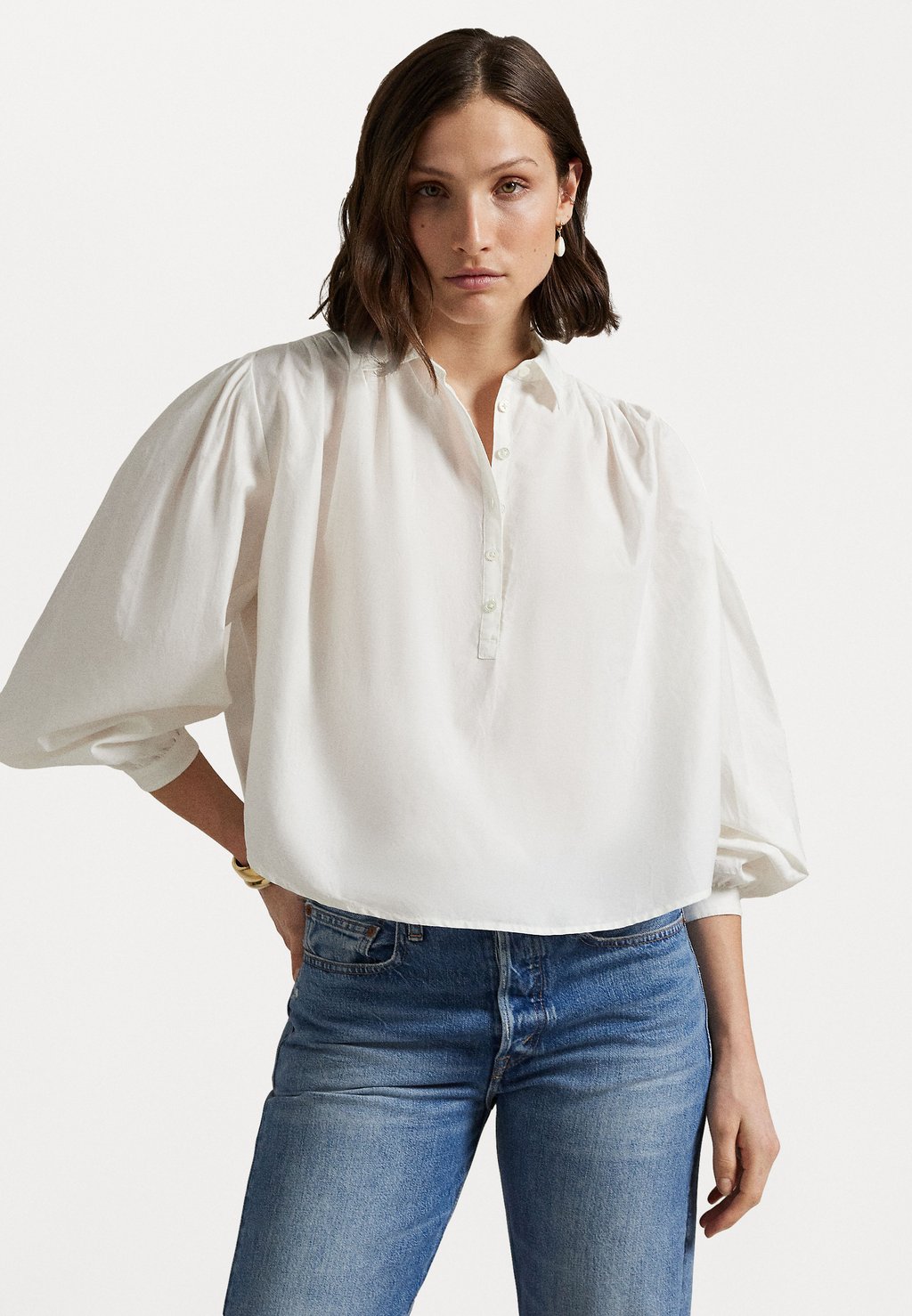 

Рубашка PLEATED COTTON SILK SHIRT Polo Ralph Lauren, слоновая кость