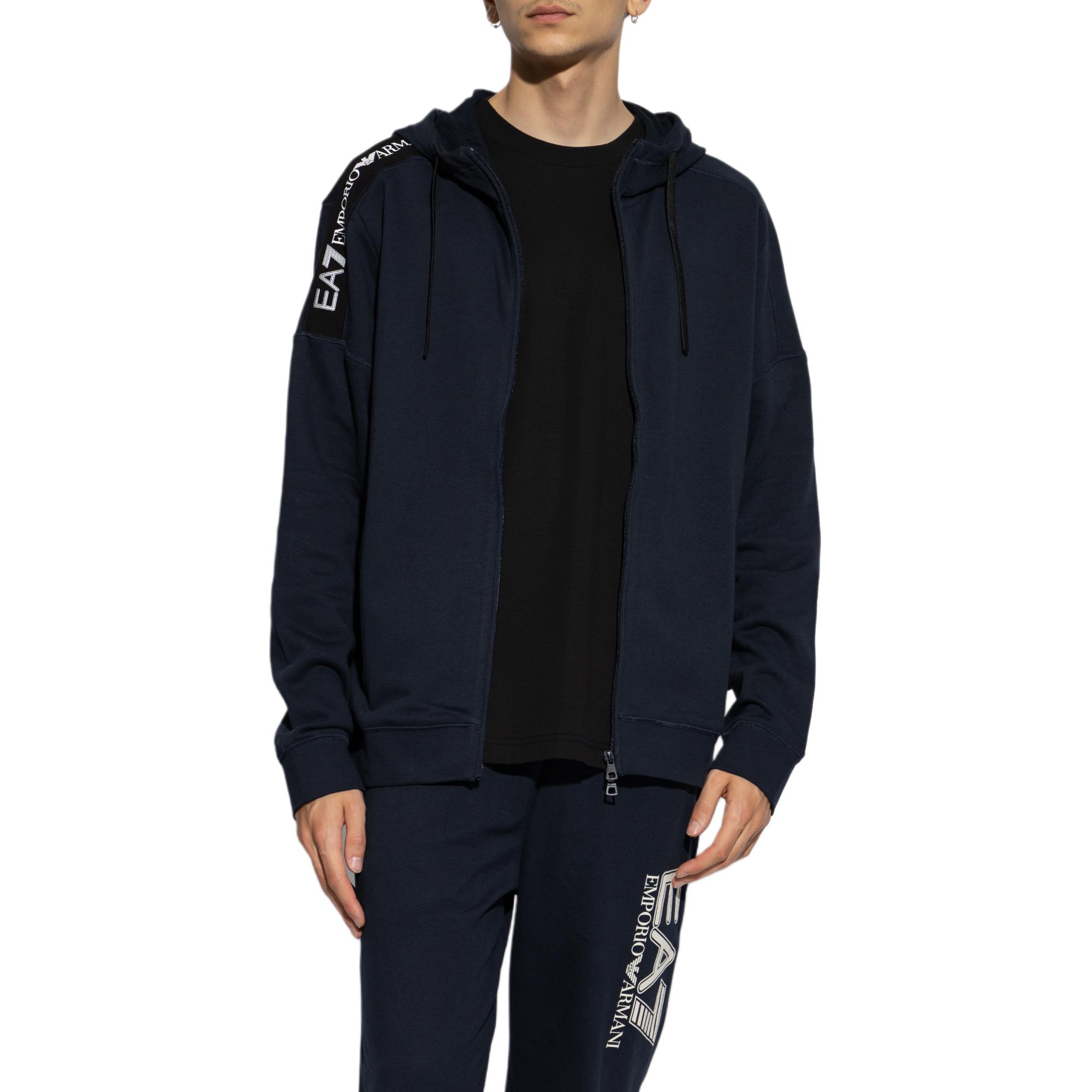 Толстовка с молнией и принтом логотипа EA7 EMPORIO ARMANI, синий — фото 4