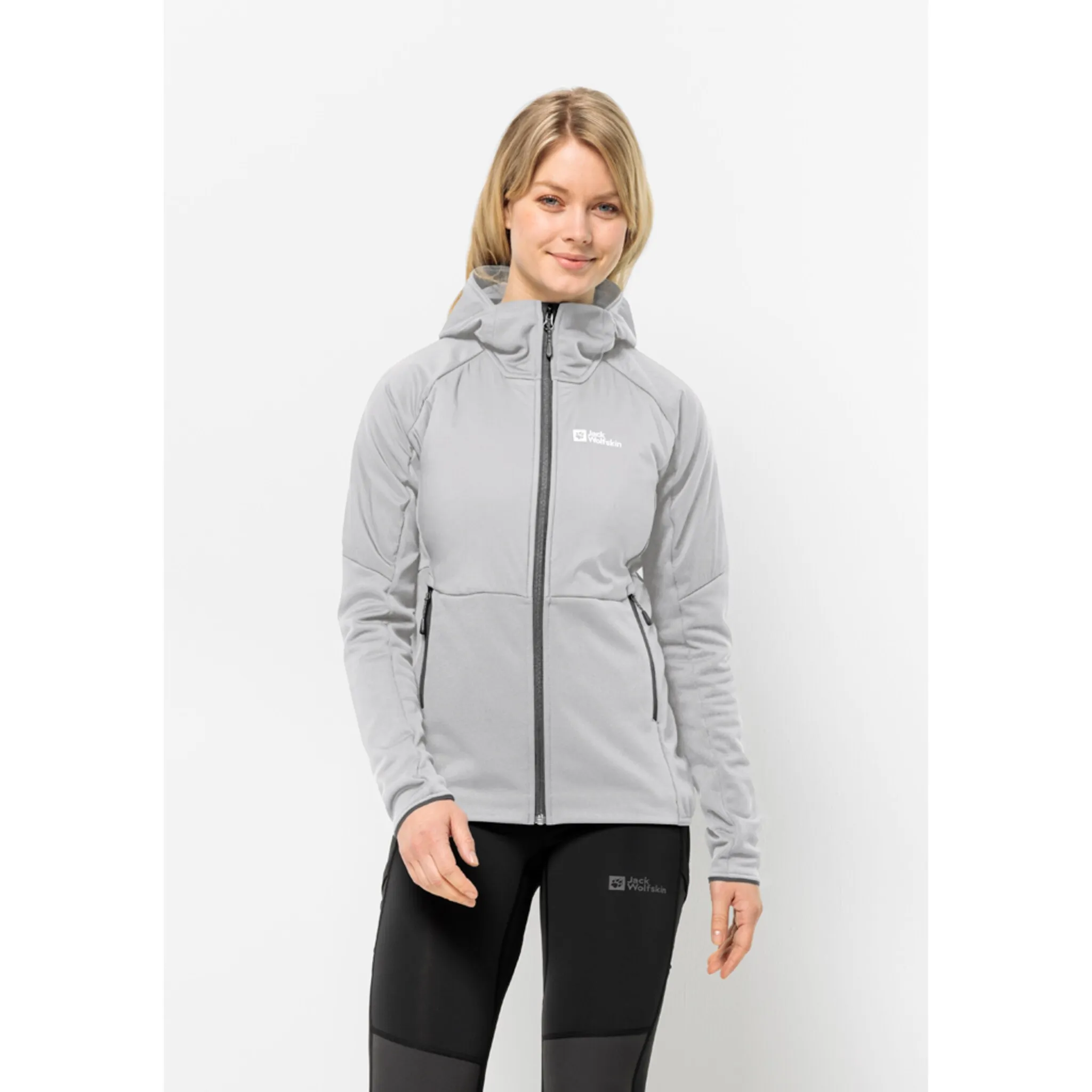 

Флисовая куртка Jack Wolfskin с капюшоном "ALPGRAT PRO INS FZ W", с капюшоном, серый