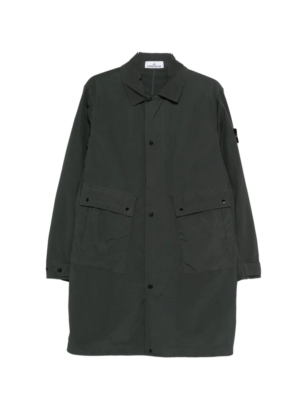 Длинное парка-пальто с карманом на пуговице Stone Island, серый