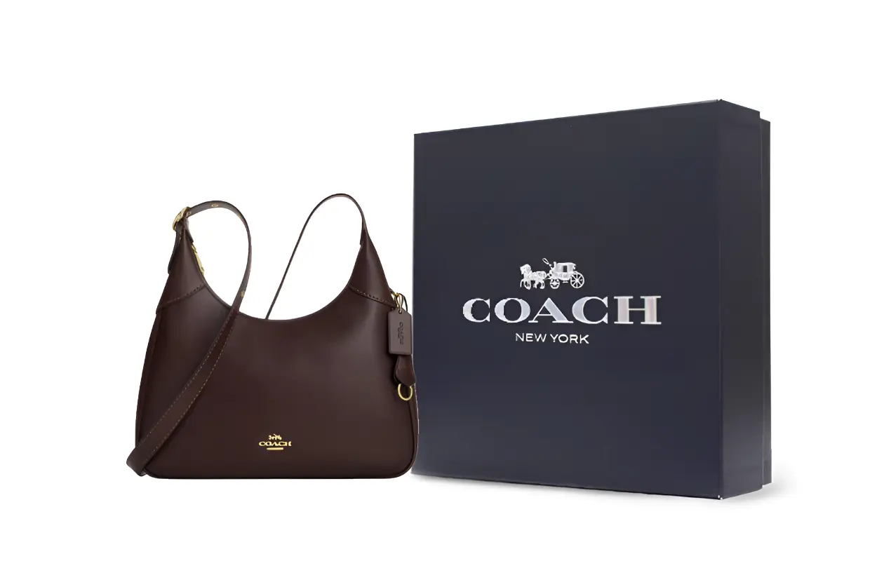 

COACH Сумка через плечо из телячьей кожи Элла большая женская тёмно-коричневая