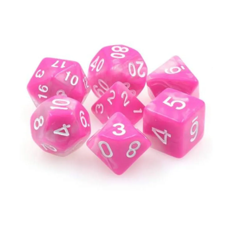 

Набор Poly - Розовый жемчуг с белым (7), Dice Sets - Resin/Acrylic - Red, Orange, Yellow, & Pink (Foam Brain Games)
