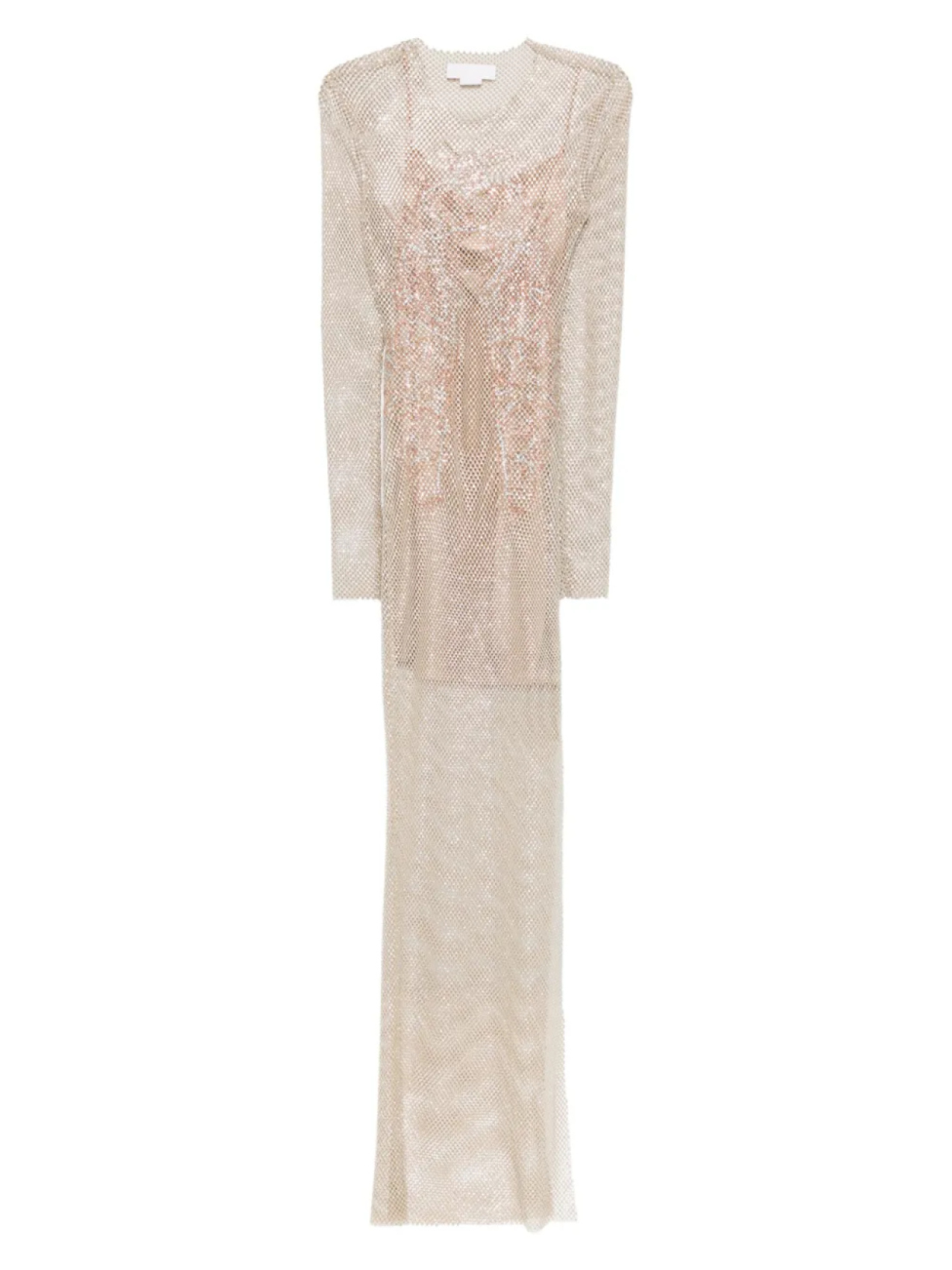 

Платье макси из сетки со стразами Genny, нейтральный