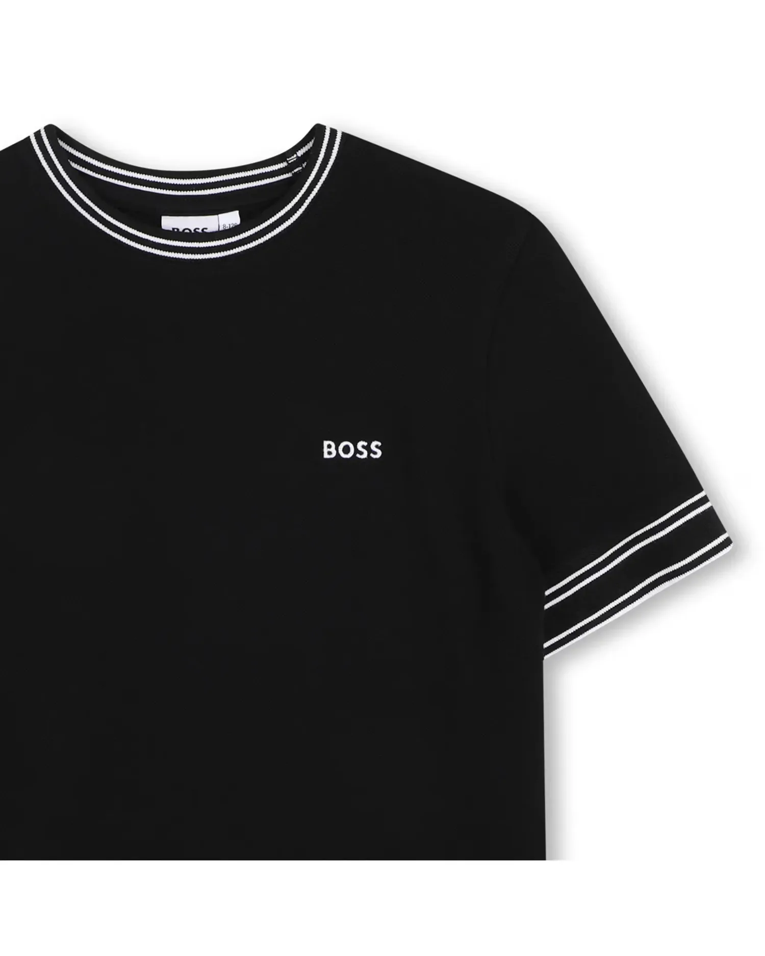 Детская футболка с коротким рукавом из однотонного хлопка BOSS Kidswear, черный — фото 2