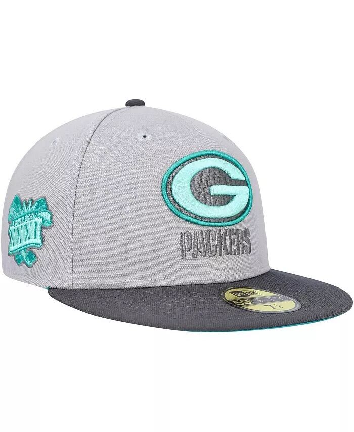 

Мужская серо-графитовая приталенная шляпа Green Bay Packers Aqua Pop 59FIFTY New Era