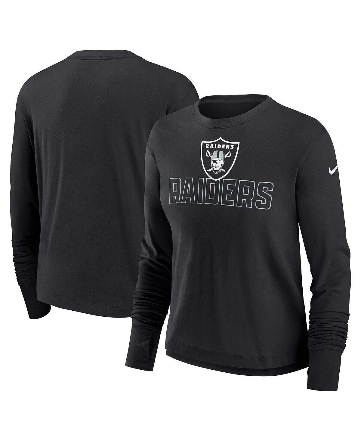 

Черная женская футболка с длинным рукавом Las Vegas Raiders High Hip Performance Nike, черный