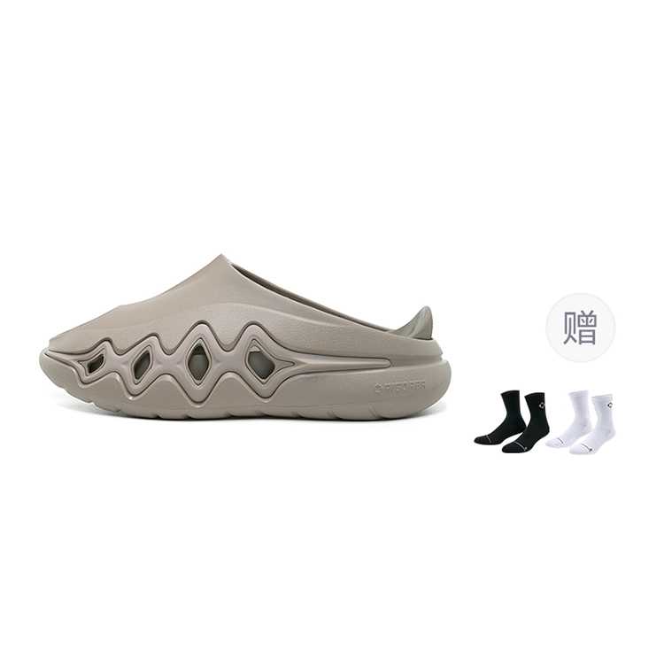 

Shark 3 противоскользящие амортизирующие тапочки-шлепанцы Unisex Oat Gray RIGORER, Oat серый(Includes Basketball Socks *1)