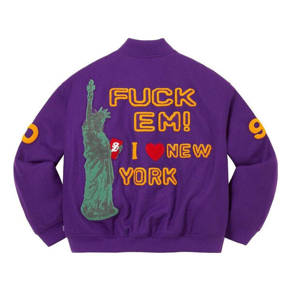 Куртка tourist varsity jacket 'purple yellow red' Supreme, фиолетовый — фото 2