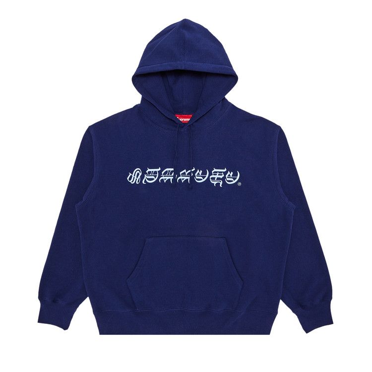 

Толстовка Supreme Blackletter Hooded Sweatshirt, Washed Navy