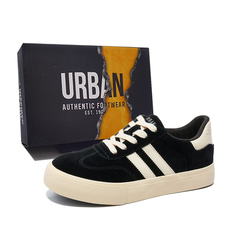 

URBAN AUTHENTIC Антискользящие износостойкие низкие скейтерские кроссовки мужские - черные, цвет Black