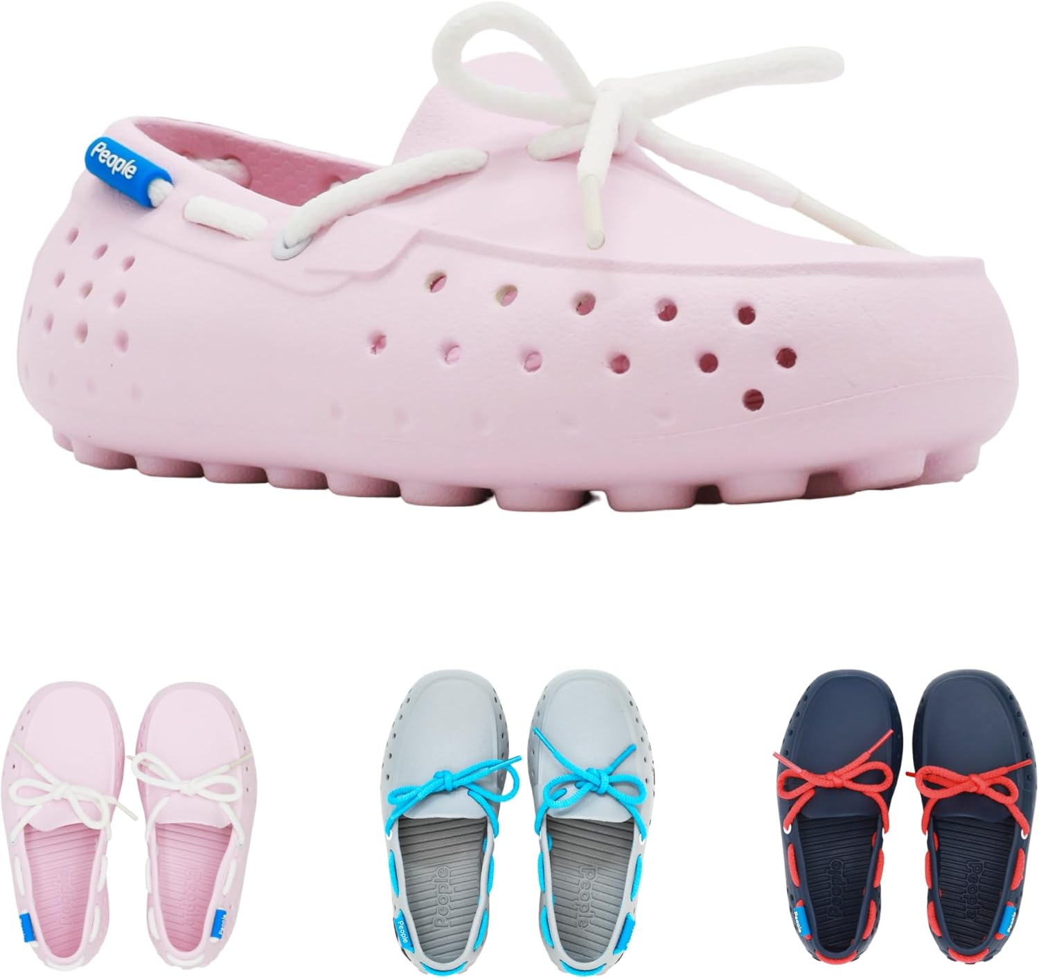 Детская обувь People Footwear Senna - водонепроницаемые мокасины на резиновой подошве, легкие и прочные лодочные туфли для мальчиков и девочек, нескользящие водные туфли для активного отдыха на улице, белый/розовый — фото 2