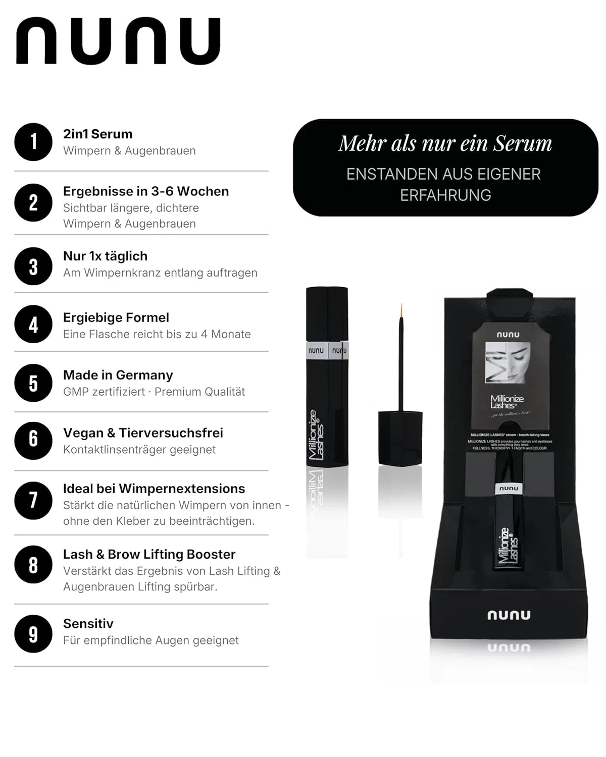 Сыворотка для ресниц и бровей 2-в-1 «Millionize Lashes» от Nunu Nunu — фото 2