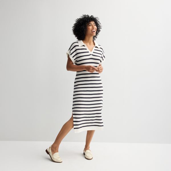 

Платье-свитер с миниатюрным воротником Sonoma Goods For Life, цвет charcoal begie stripe