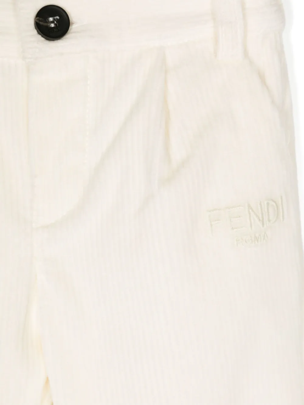 Вельветовые брюки прямого кроя FENDI KIDS, нейтральный — фото 3