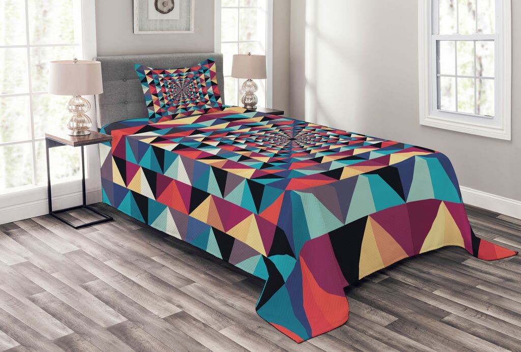 

ABAKUHAUS Комплект покрывала Modern, Visual Patchwork Retro, комплект с моющимися наволочками, для односпальных кроватей 170 x 220 см, разноцветный