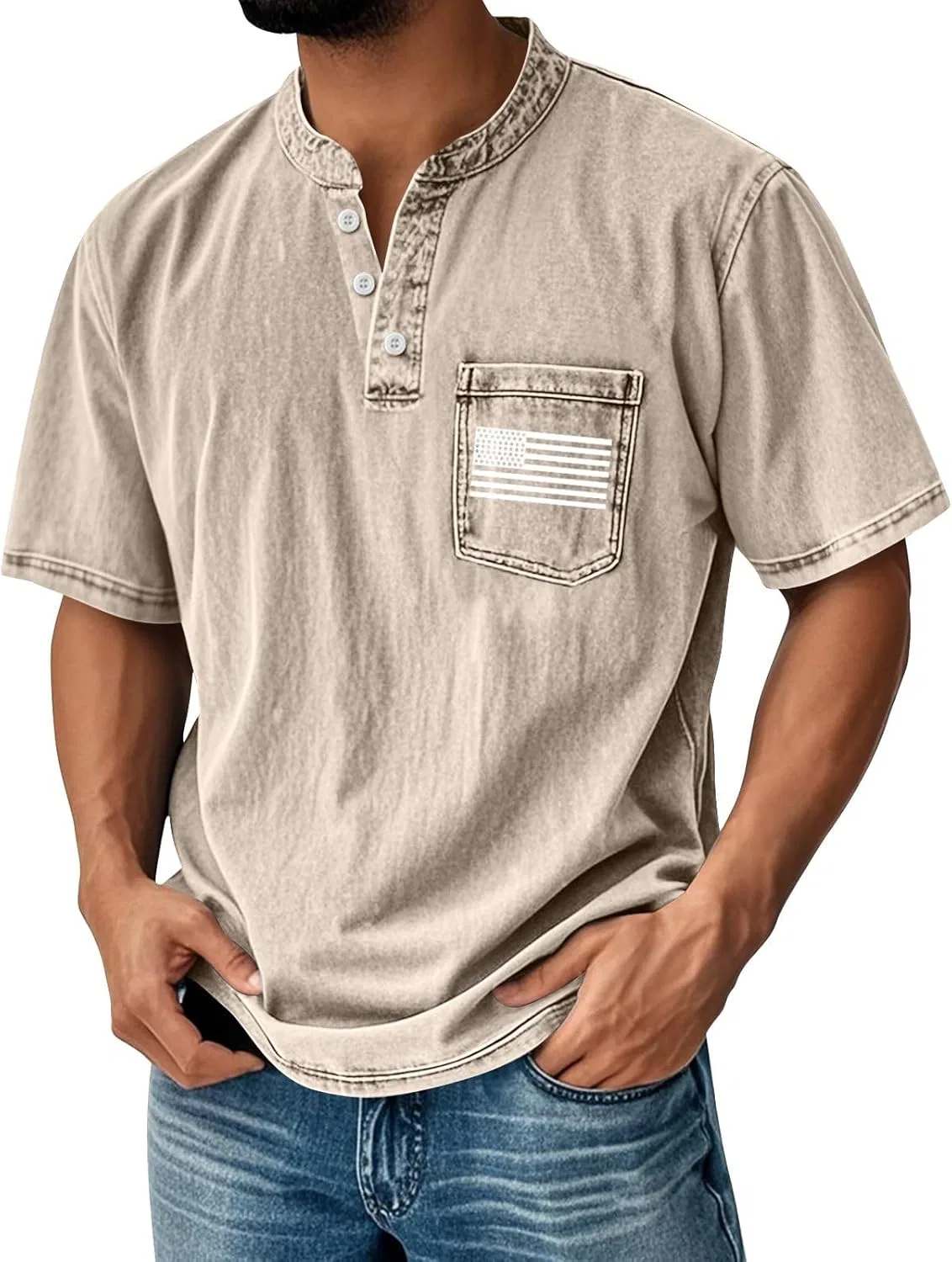 Футболка с американским флагом, Men's 250 Anniversary America, 1-khaki