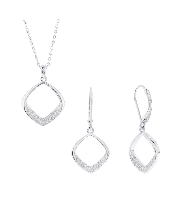 

Комплект из колье и серег из стерлингового серебра с фианитами в форме бриллиантов Simona, silver