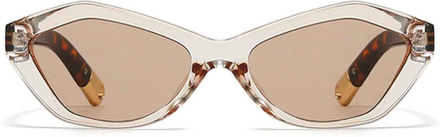 

Ретро-солнцезащитные очки «кошачий глаз» неправильной формы для женщин, модные солнцезащитные очки UV400 для мужчин, многоугольные солнцезащитные очки с леопардовым принтом mincl, Brown