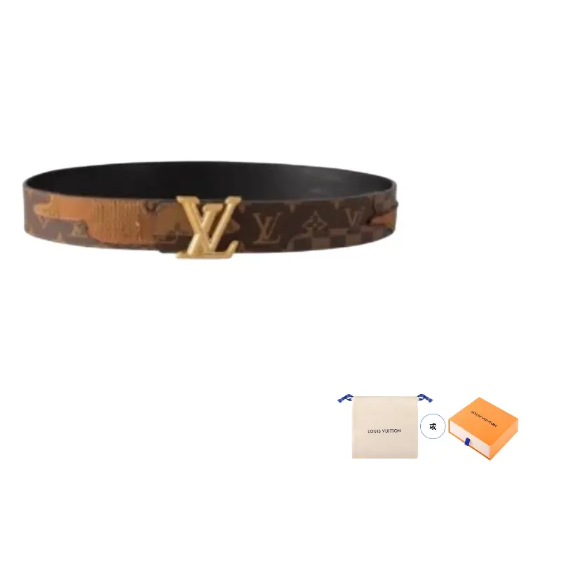 

LOUIS VUITTON Кожаный ремень унисекс коричневый черный, Brown/Black