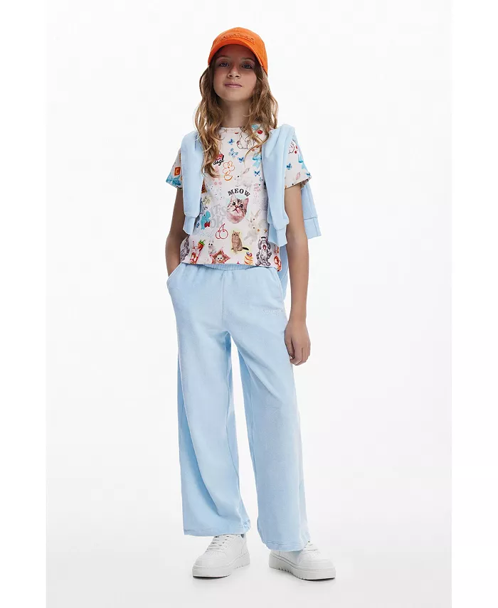 

Футболка с короткими рукавами и принтом кота для девочек Desigual, коричневый/бежевый