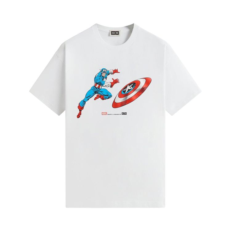 

Винтажная футболка Kith x Marvel "Капитан Америка" (белая), белый
