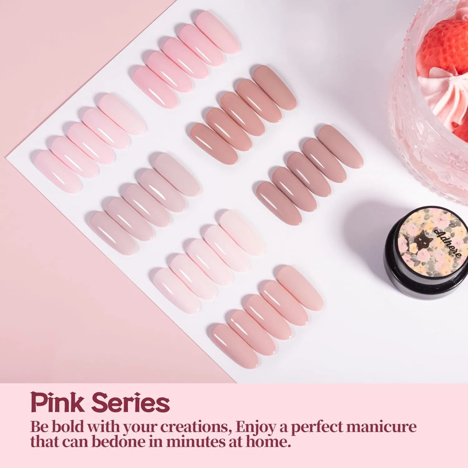 Набор гель-лаков для ногтей «Nude Pink Series» от ADHERE Adhere, Nude Pink Series — фото 4