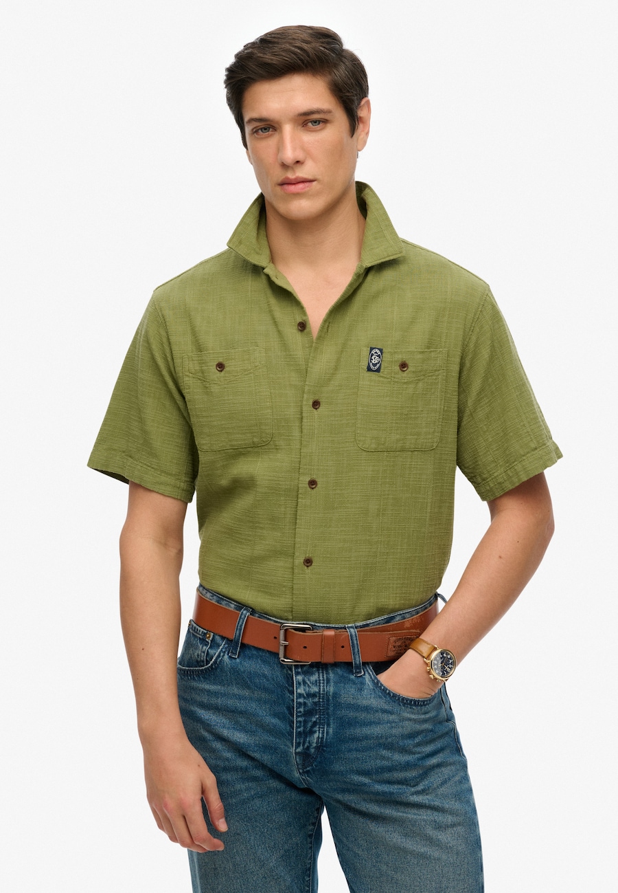 Рубашка на пуговицах классического кроя Superdry, Grass Green — фото 2
