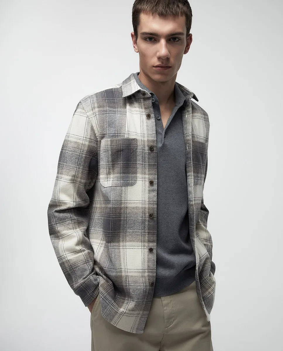 

Фланелевая рубашка в клетку Sfera, серый