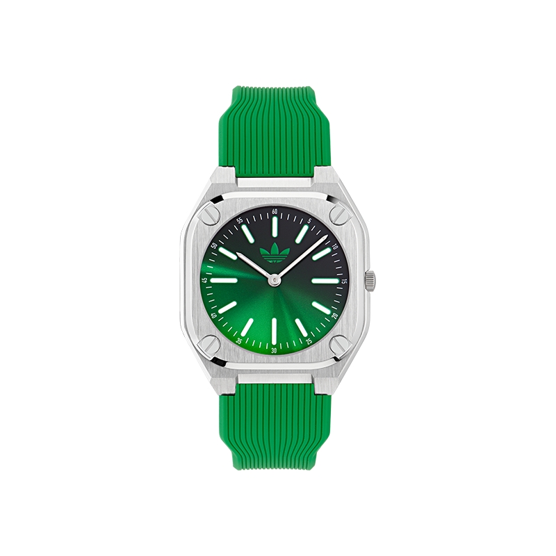 

Adidas Originals Часы Adidas CITY TECH THIN Collection Wrist Watch Quartz Movement Silicone Strap 39mm Gold Dial Unisex, Green